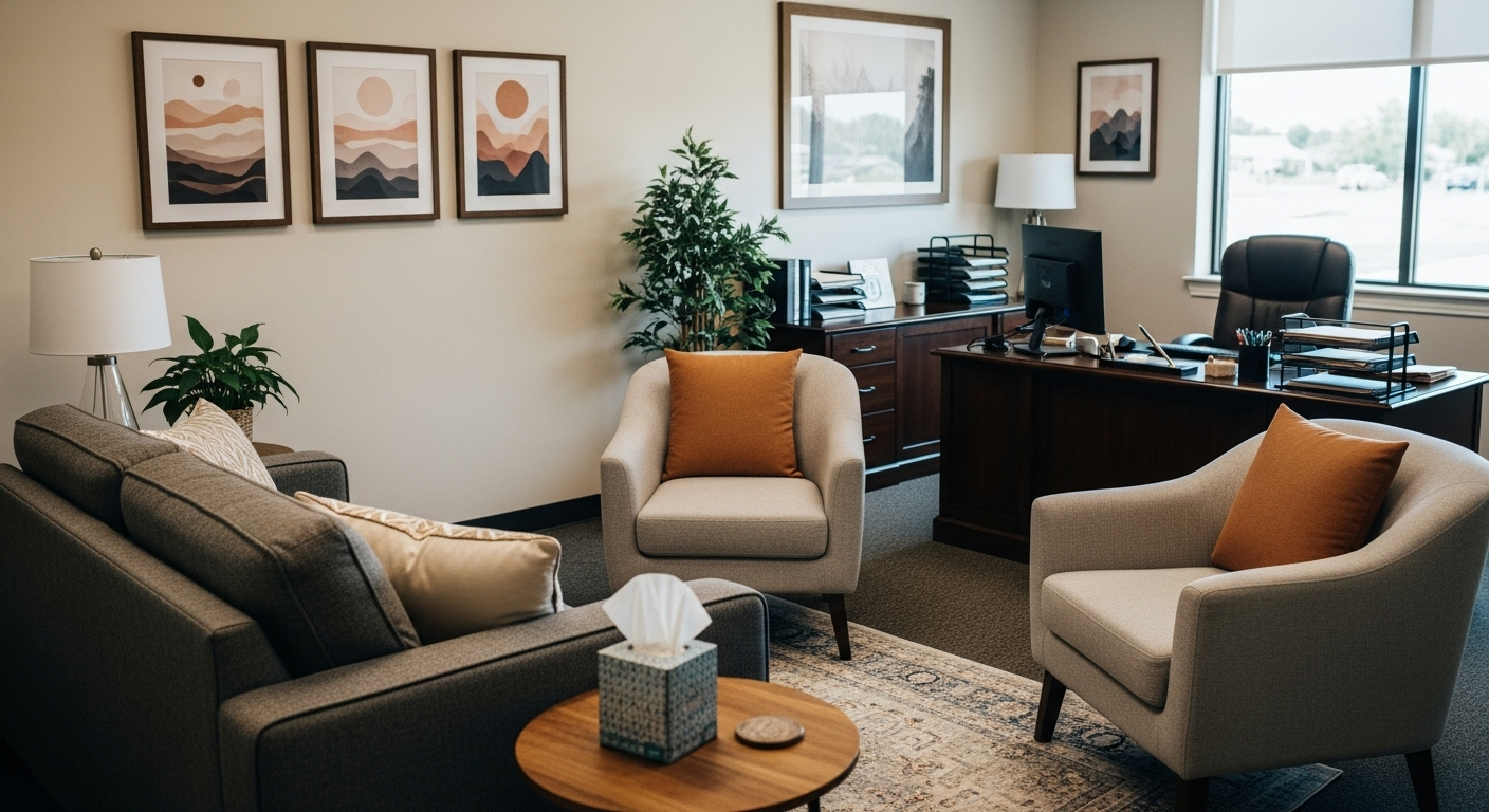 Family law attorney providing compassionate consultation in comfortable office setting